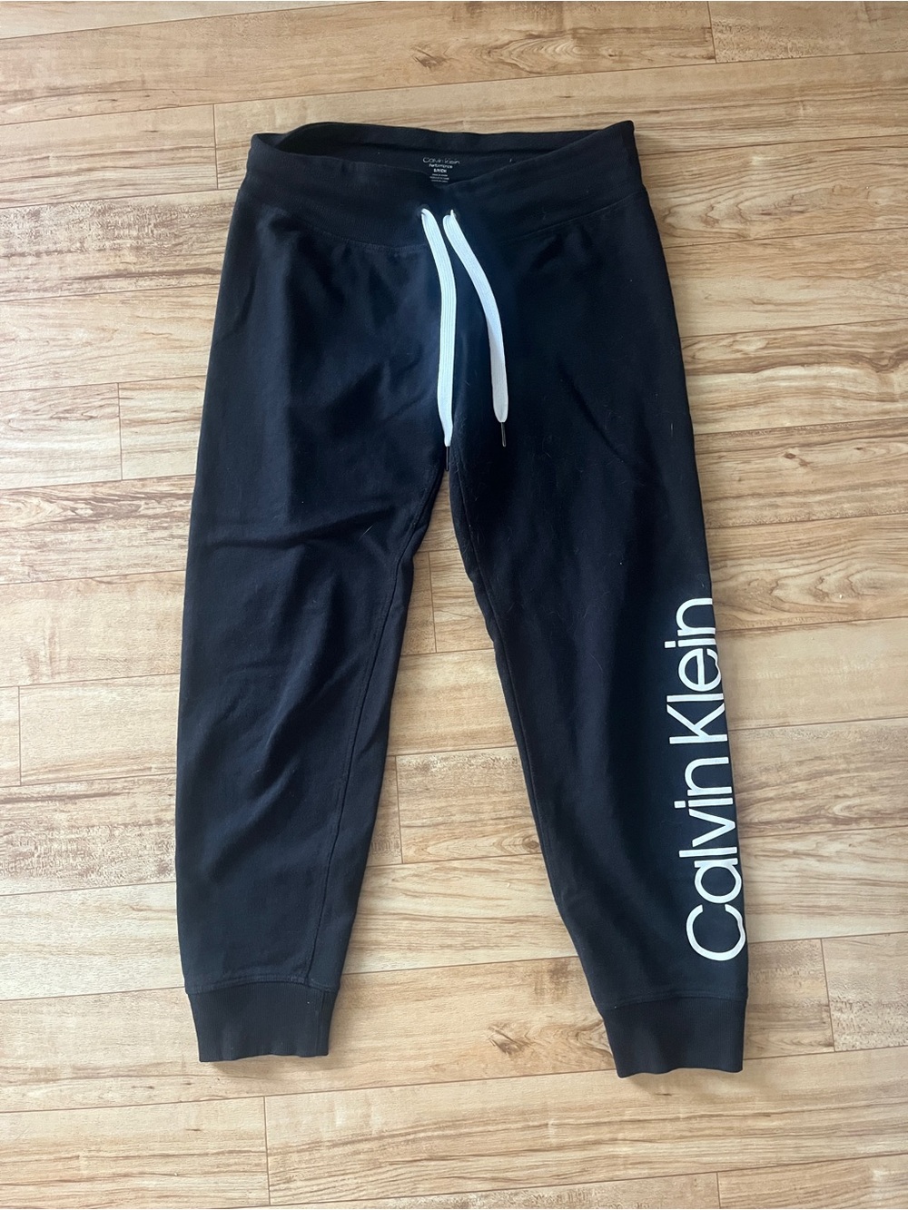 Calvin Klein Black Jogger Sweatpants with White Drawstrings